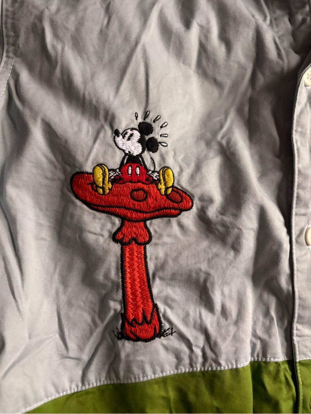 Disney Light Gray Shirt Panel with Classic Mickey Label